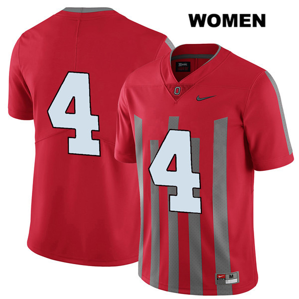Ohio State Buckeyes Women's Chris Chugunov #4 Red Authentic Nike Elite No Name College NCAA Stitched Football Jersey FH19Z16EL